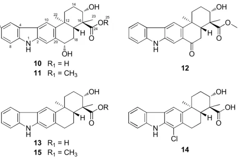 Figure 7. Chemical structures of isolated compounds (10-15). 