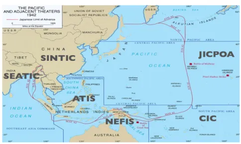 그림  아시아 태평양  전쟁  중  대일정보수집  조직의  관할  지역