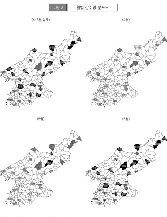 그림 2 월별 강수량 분포도