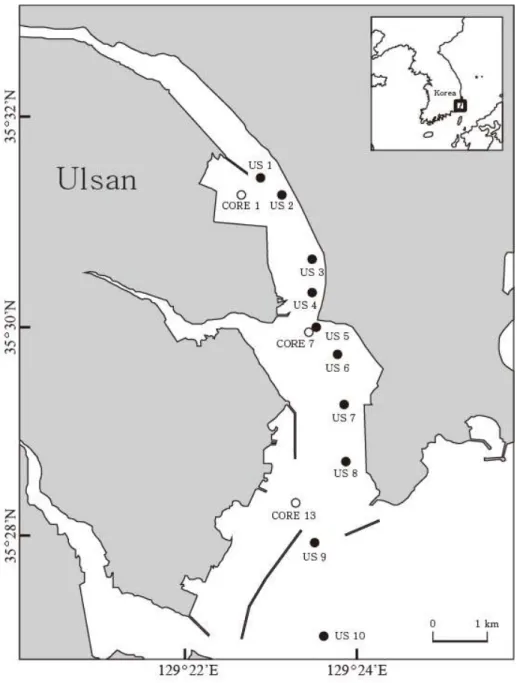 Figure 1. The location of sampling stations in Ulsan Bay.