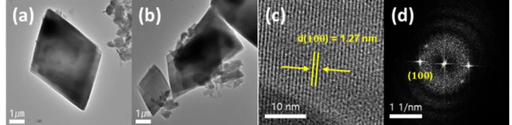 Figure 7. The TEM image of single-layer NiFe-NDC MOF and its d space value of (100)  plane.