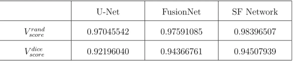 Table 4.1: Evaluation of ISBI 2012 EM dataset