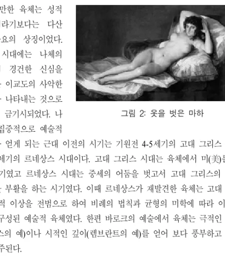 그림  2:  옷을  벗은  마하서 풍만한  육체는  성적 
