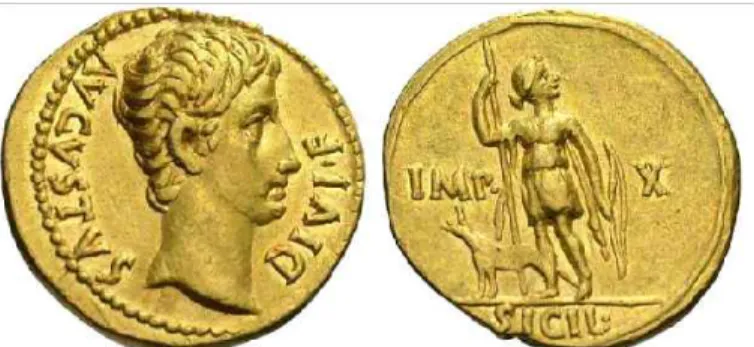 그림  5)  44-43  BCE,  섹스투스  폼페이우스의  데나리우스, 마실리아  주조,  주조자  Q.나시디우스