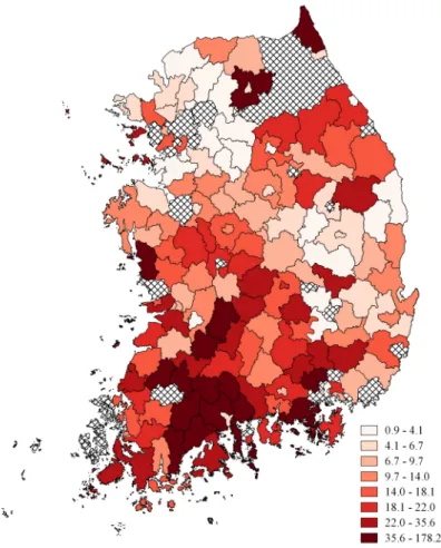 Figure A1: Map of average typhoid incidence before the introduction of small-scale water supply system
