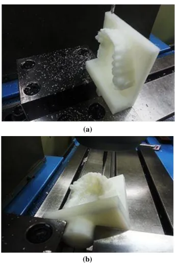 Fig. 5 Examples of clamping: (a) for side machining, (b)  for front machining 