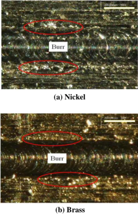Fig. 3 Generated burr after micro end-milling 