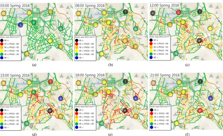 Fig. 5. Analysis of correlations for traffic and PM 10  in Spring 2016 in Daejeon.