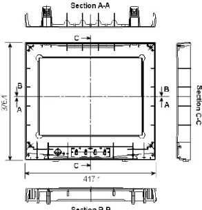 Fig.  2  The  part  geometry  of  the  exterior  panel  for  display units  가스사출성형의  적용을  통하여  일반  사출성형보 다  낮은  압력으로  싱크마크  등의  외관  불량이  없 는  제품을  얻고자  한다