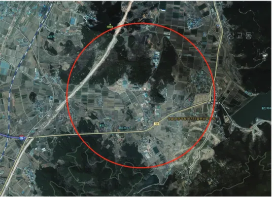Fig. 1. Map of study area (2 km radius from ARTI).