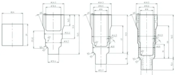 Fig. 8 Modification of die shape at first forging 