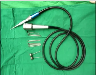 Fig. 1.  Instrument.  Dermabrader  with  a  high-speed  drill  set  and  a  diamond  burr.