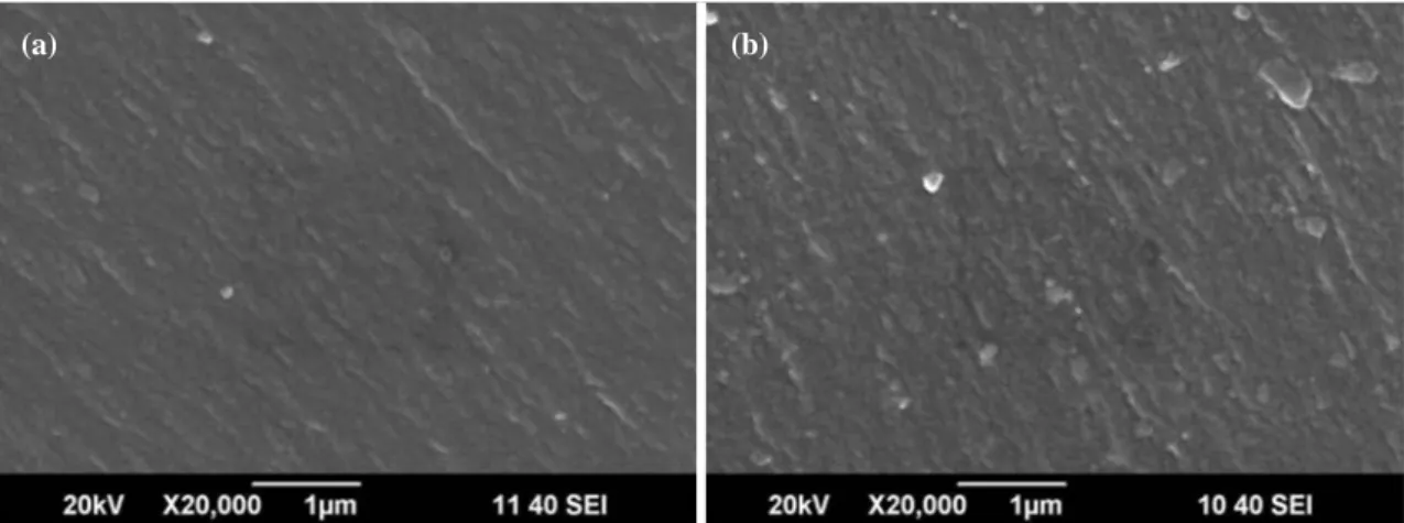 Fig. 7. SEM images of (a) epoxy and (b) MWNT/epoxy composite.