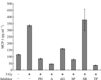 Fig. 1. Effects of gamma irradiation on MCP-1 production in RAW-