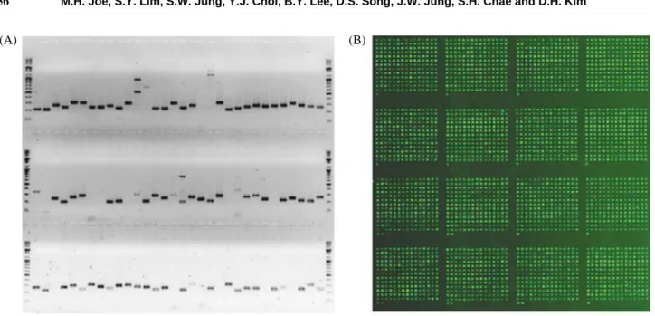 Fig. 2. Scatter plot showing the distribution of Cy3 and Cy5 signal intensities from a self-self hybridization experiment.