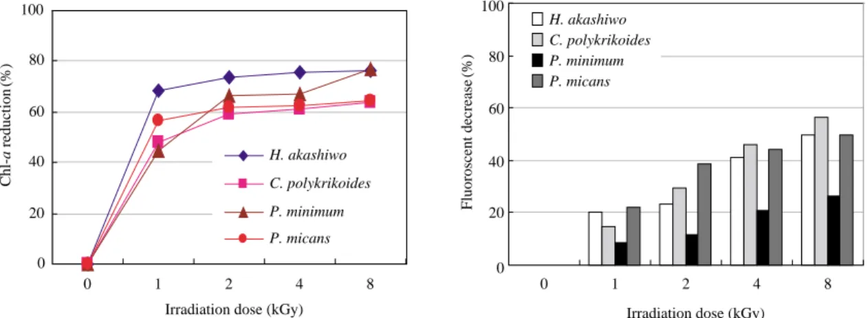 Fig. 4. Variation and increase of soluble carbohydrate in red tides irradiated with electron beam.