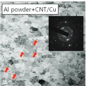 Fig. 4 Bright field image with a SAED pattern  obtained from 5 vol% sample 