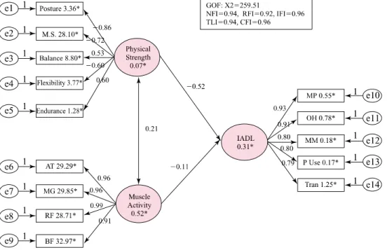 Figure 2. Structural equation models of IADL.