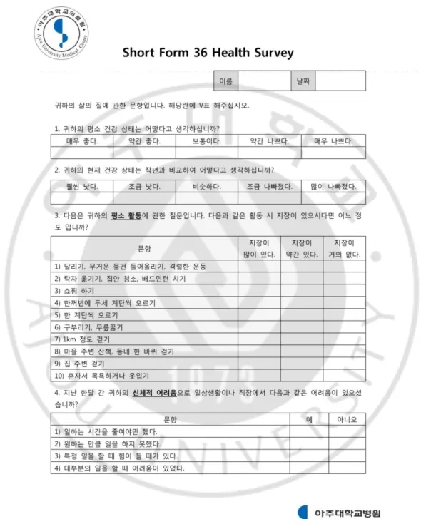 Figure 3.Korean version of Short Form 36 Health Survey (1). 