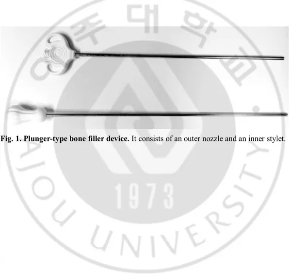 Fig. 1. Plunger-type bone filler device. It consists of an outer nozzle and an inner stylet