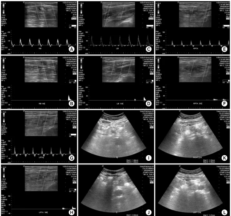 Fig. 1. Standardized protocol. The spectral Doppler waveform and systolic blood pressure were measured at bilateral brachial and posterior tibial arteries