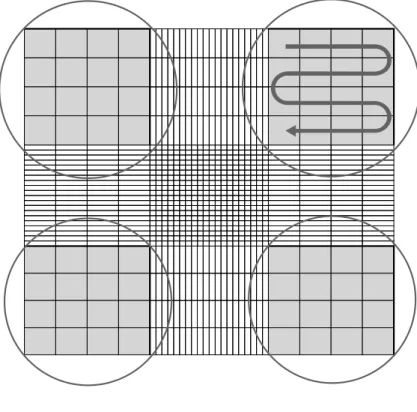 Fig.  1.  Counting  leukocytes  using  Neubauer’s  hemacytometer.  There  are  nine  large  squares,  each  with  dimensions  equal  to  1  mm  ×  1  mm  ×  0.1  mm