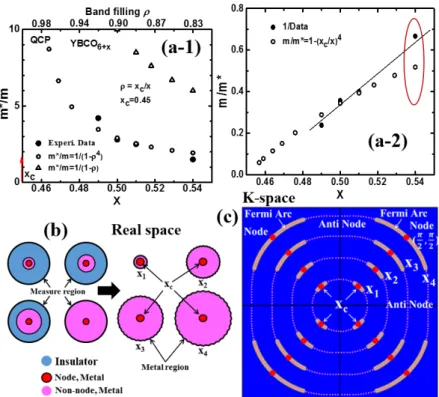 그림 2-8. The fitting of the diverging effective mass (DEM). (a-1) The DEM data  (black dot) extracted from quantum oscillation data in 그림 2-9C by Sebastian, 