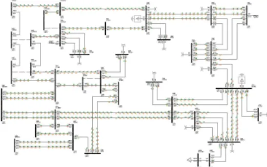 Fig 1. 345kV KEPCO Power System in the capital area 그림 1. 2008년 한전 계통 데이터 수도권 345kV 환선망 이 6개의 북상 조류 루트들은 비 수도권에서 수도 권으로의 전력 공급 대부분을 담당하고 있는 중요한 루트들이다