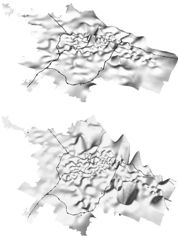 Figure 7. Spatial patterns of individual accessibility: women(top) and men(bottom)