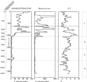 Figure  8.  Multiproxy  data  indicating  human impacts  on  the  environment  during  Chupicuaro culture