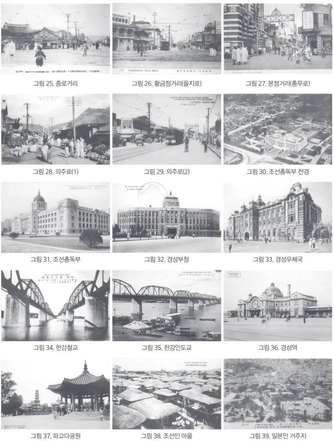 그림 25. 종로거리 그림 26. 황금정거리(을지로) 그림 27. 본정거리(충무로)