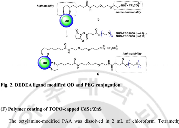 Fig. 2. DEDEA ligand modified QD and PEG conjugation. 