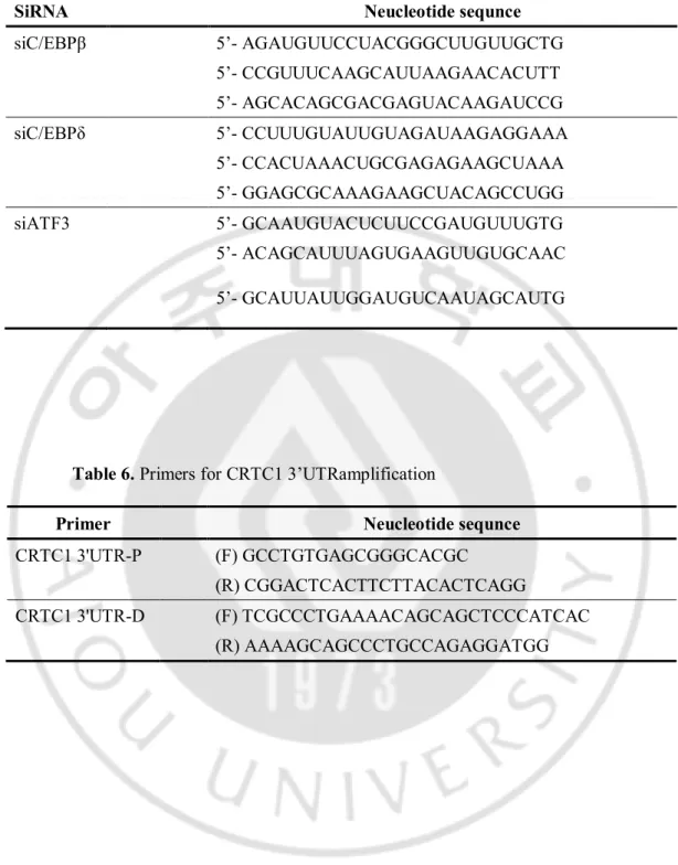 Table 5. Sequence of siRNAs 