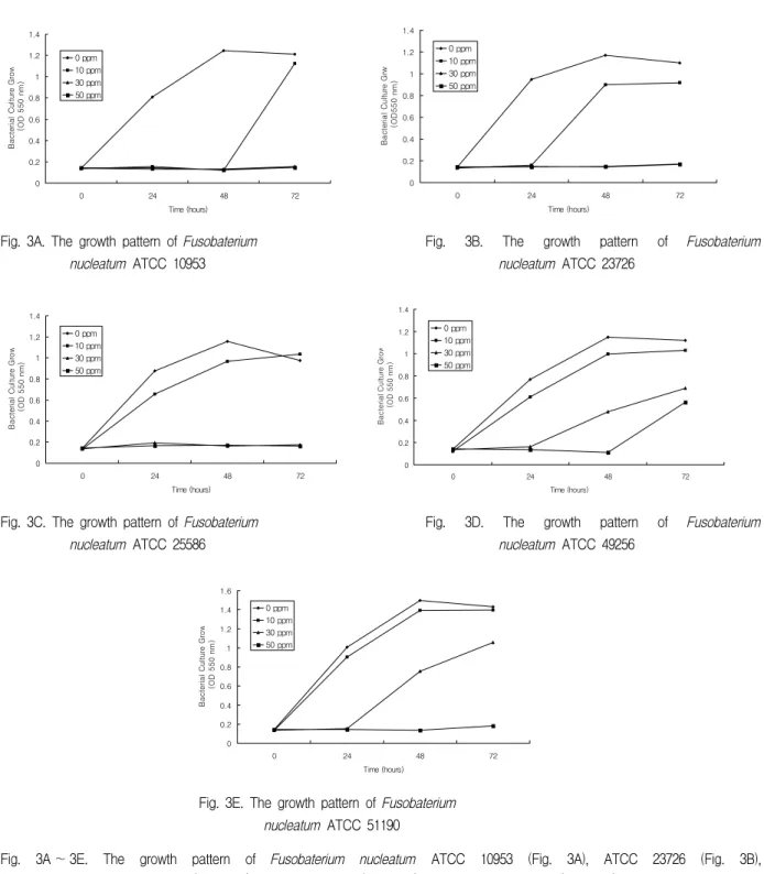 Fig.  3A. The  growth  pattern  of  Fusobaterium  nucleatum  ATCC  10953
