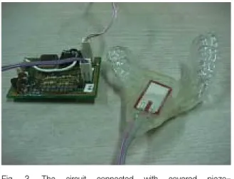 Fig.  3.  The  circuit  connected  with  covered  piezo- piezo-sensor  attatched  at  canine  guidance
