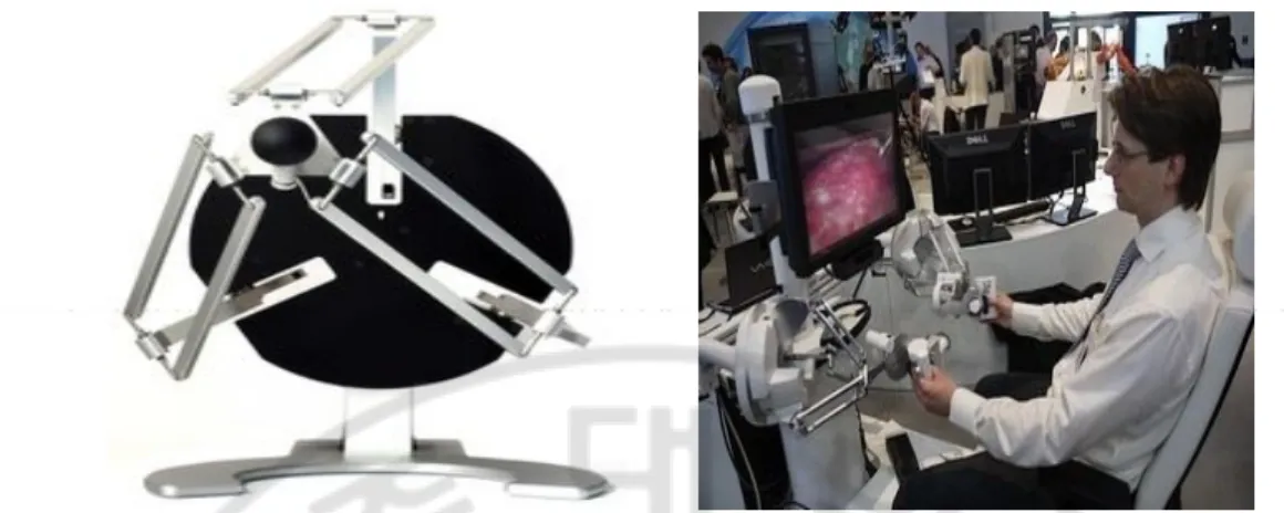 Fig. 3. Examples of Haptic Devices. Device  on the  left side  is Delta.3 which provides all 