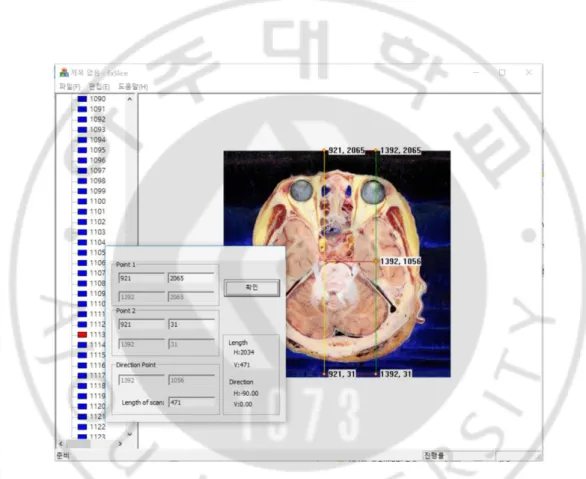 Fig. 6. Production of sagittal sectioned images from horizontal sectioned images using the  in-house software named ExSlice