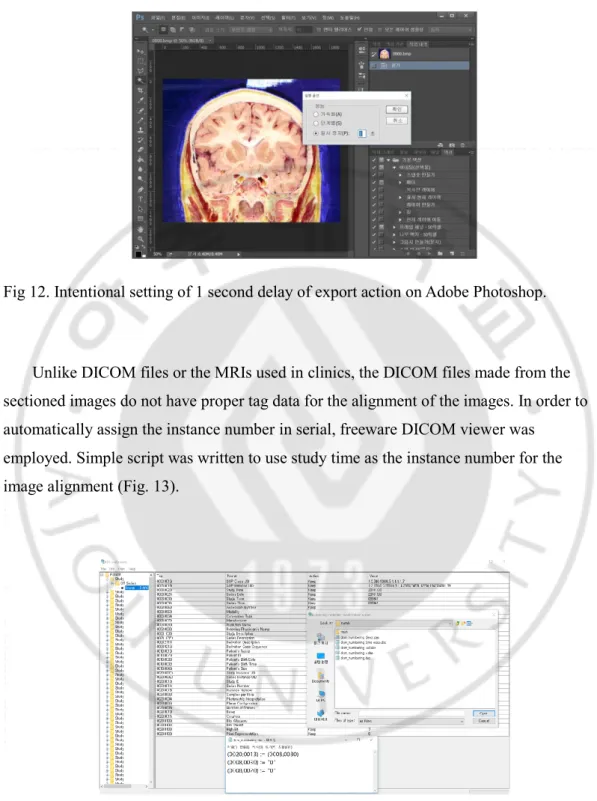 Fig 12. Intentional setting of 1 second delay of export action on Adobe Photoshop. 