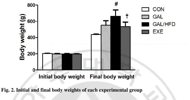 Fig. 2. Initial and final body weights of each experimental group 