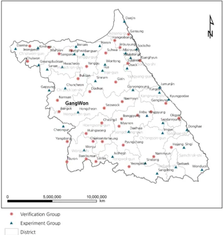 Figure 2. Location of Weather stations on study. 연구에 사용한 기상관측지점 위치