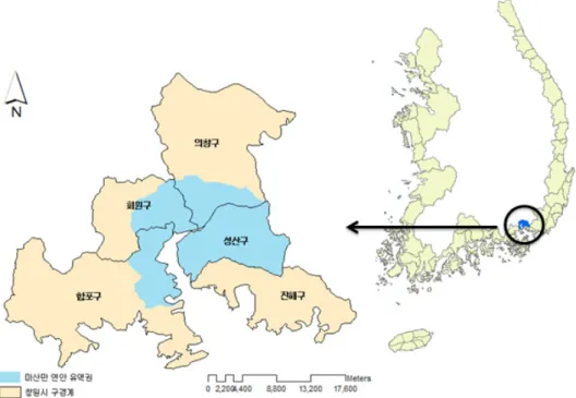 Figure 5. Basin of Coast, Masan. 사례지역인 마산만 연안