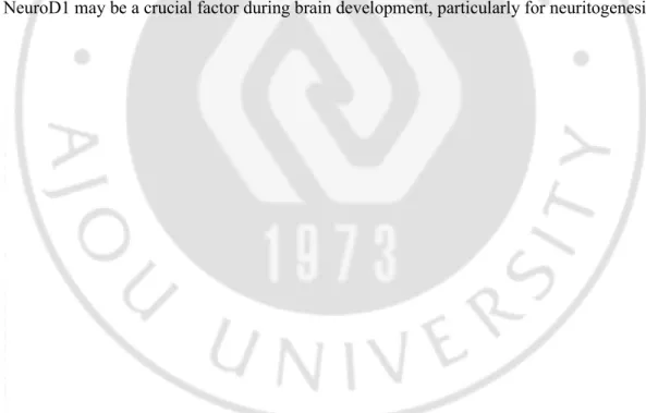 Table  2. The  downregulation  of  these  genes,  triggered  by  NeuroD1  deletion,  was  further  validated  by  quantitative reverse  transcription polymerase  chain  reaction  (qRT-PCR)  analysis  of  RNA  isolated  from  the  embryonic  forebrain  usin