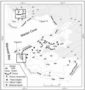 Figure 4. Geomorphic map of the Barton and Weaver Peninsulas (after Lopez-Martinez  et al ., 2002).