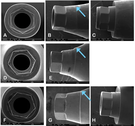 Fig. 3. Observation of a fabricated CAD-CAM abutment using scanning electron microscopy at a  magnification of 50×