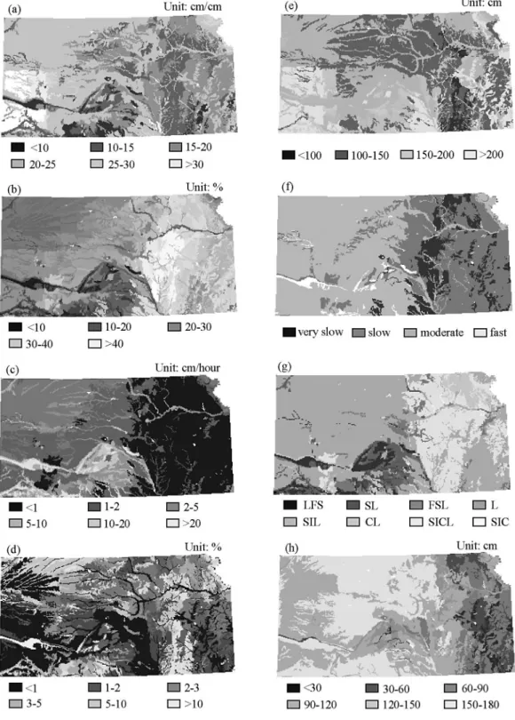 Fig. 4.  Rasterized images of soil properties in Kansas