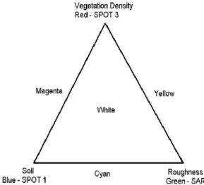 Figure 1. Triangular colour combination diagram for training based on FCC