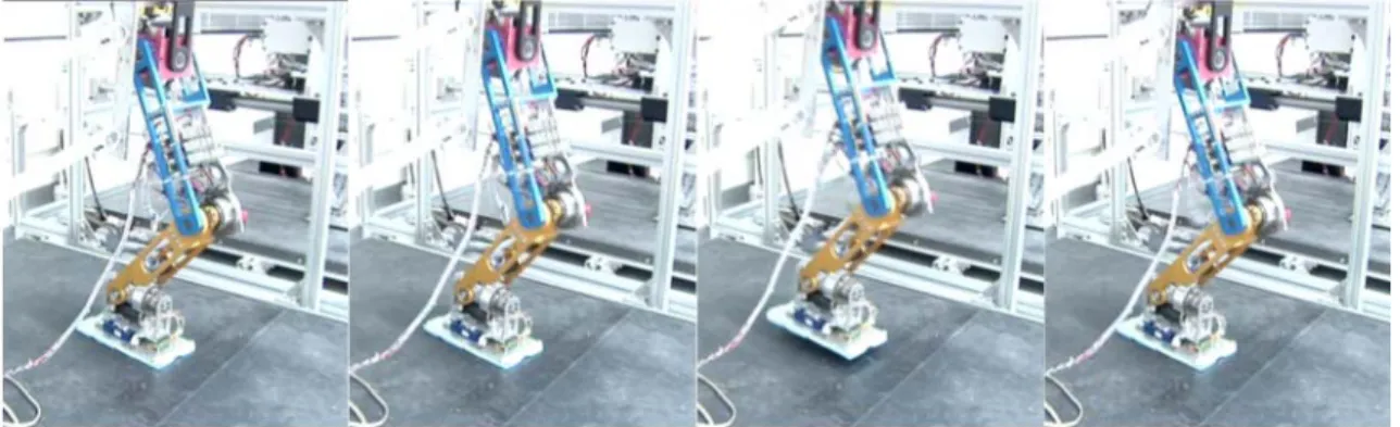 Fig.    7. Snap shot of hopping. The robot is flying in the third picture. 