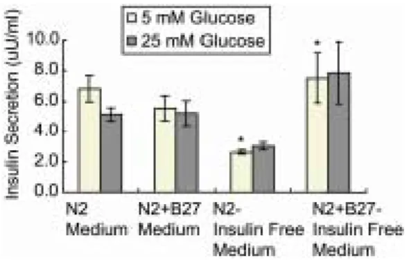 Figure 3. Amount of secreted insulin from differenti- differenti-ated human embryonic stem cells (stage-III)