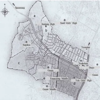 Table 2. Surface area and sewer lengths of four divided regions  in study area