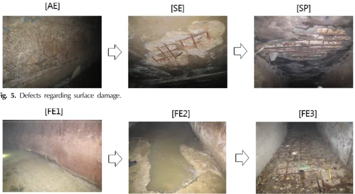 Fig. 5. Defects regarding surface damage. 